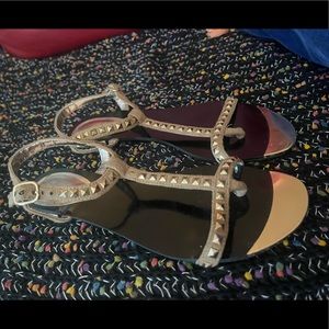 COPY - Paprika black and gold studded leather sandals